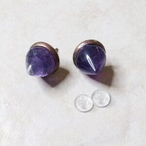 Edgy Amethyst Cone Studs Post Earrings ~ Tranquility & Calm ~ Reiki ~ Meditation